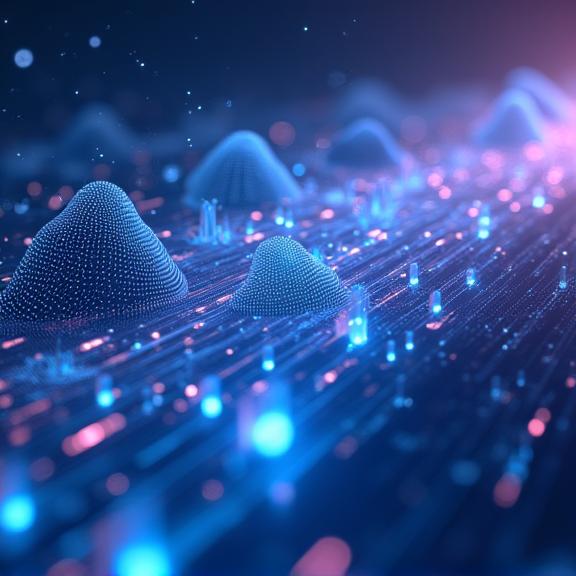 Abstrakte Visualisierung von neuronalen Netzen und Datenströmen.